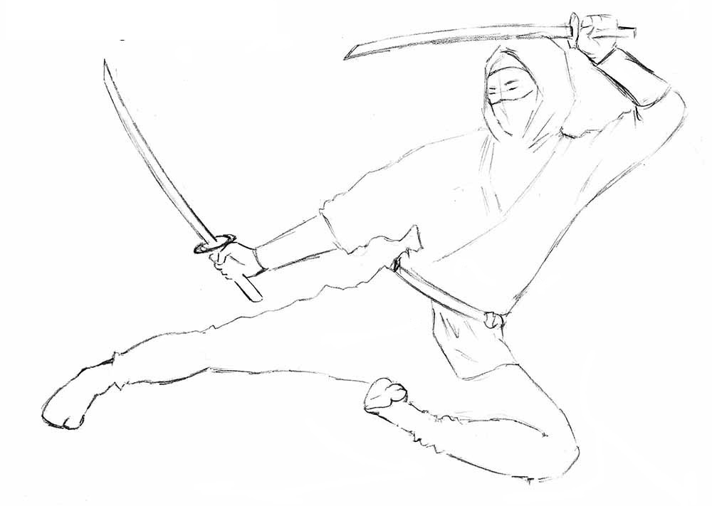 Wie man Schritt für Schritt einen Ninja zeichnet