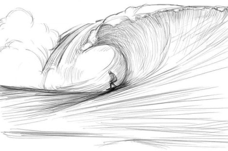 Cómo dibujar cascada y olas. 