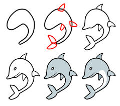 Modo per disegnare un cartone animato di delfino