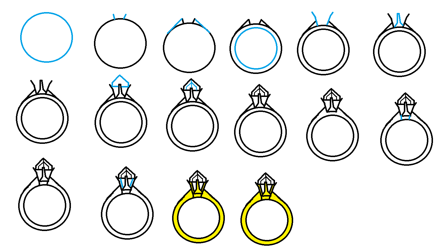Cómo dibujar un anillo de diamantes